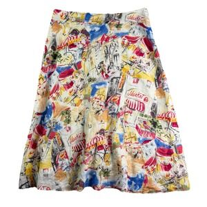 LIZ CLAIBORNE Linen Midi Skirt Women's 10 "Lets Go To The Market"Boutique Cafe
